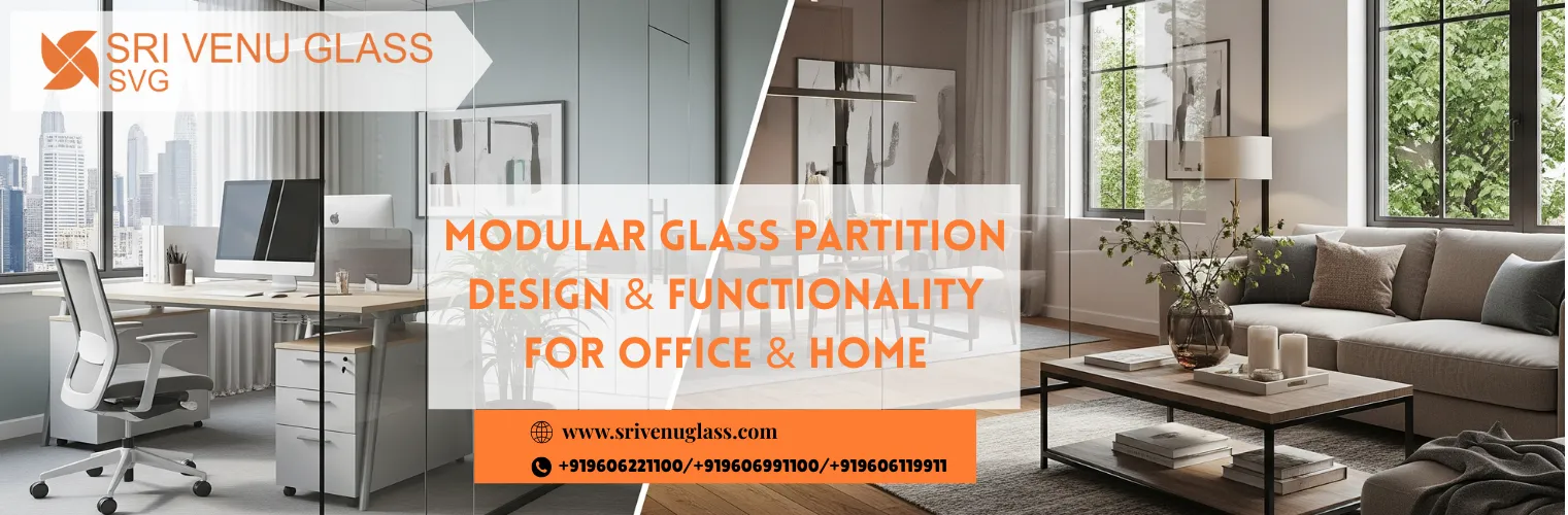 Modern office with frameless office glass partition for an open and elegant look by Sri Venu Glass